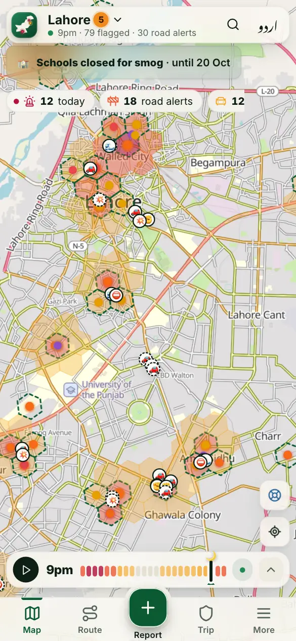 Screenshot: Smog and fog closures