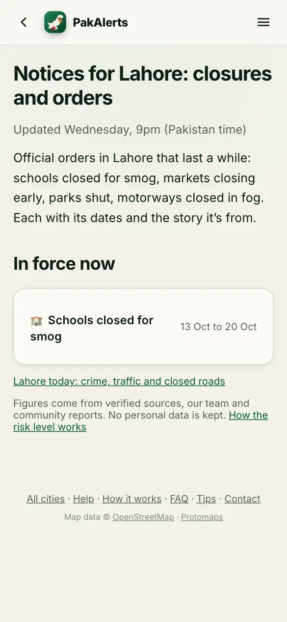 Screenshot: Smog and fog closures