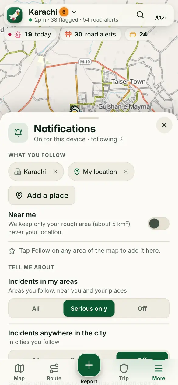 Screenshot: Notifications and summaries