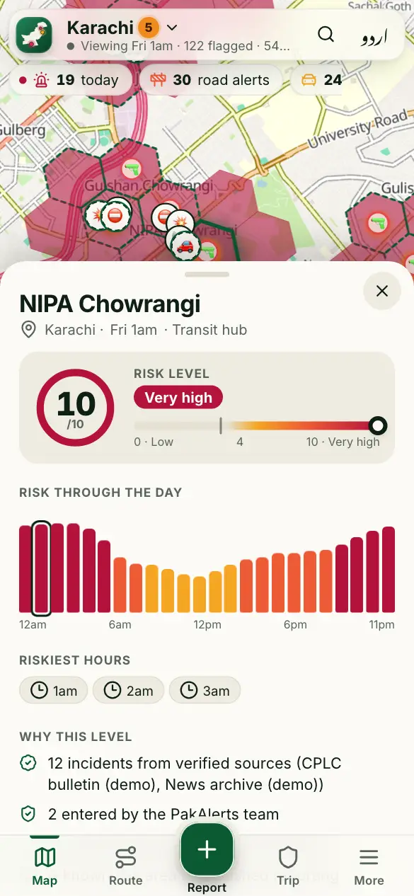 Screenshot: Read the risk map